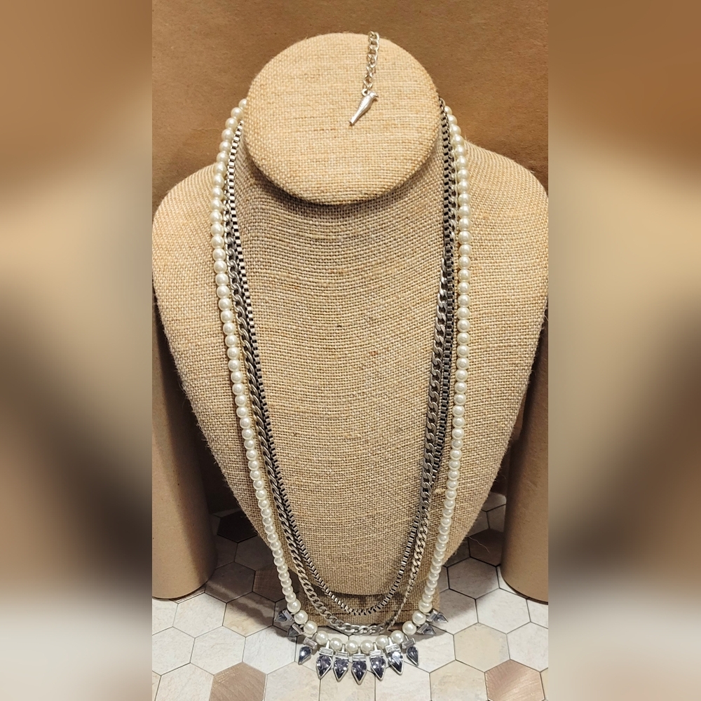 Chloe + Isabel Pearl + Crystal Spike Long Necklace